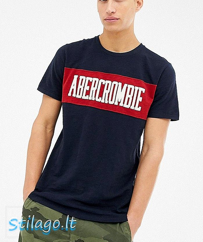 Abercrombie & Fitch bröstpanel logotyp t-shirt i marinblå