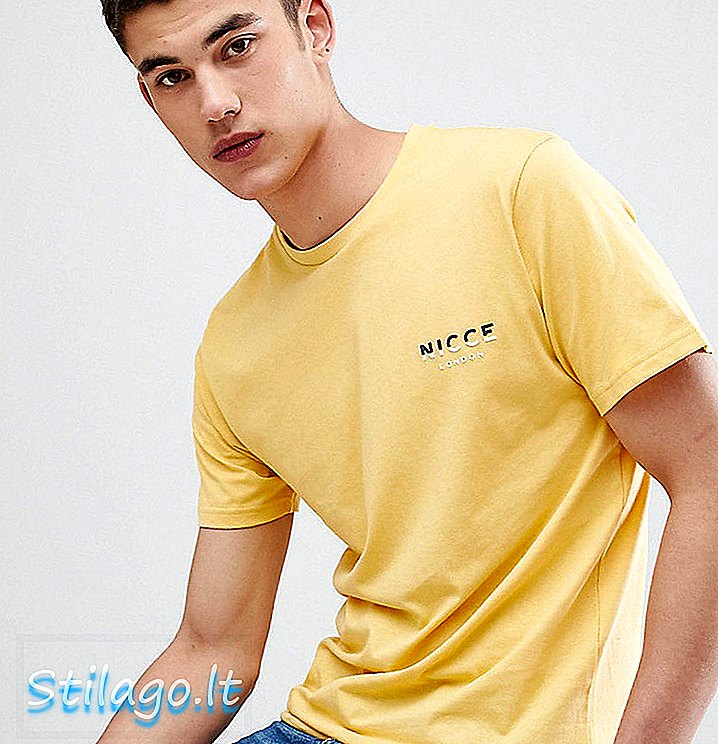 Geltoni „Nicce“ marškinėliai su išskaidytu logotipu, išskirtiniu „ASOS“