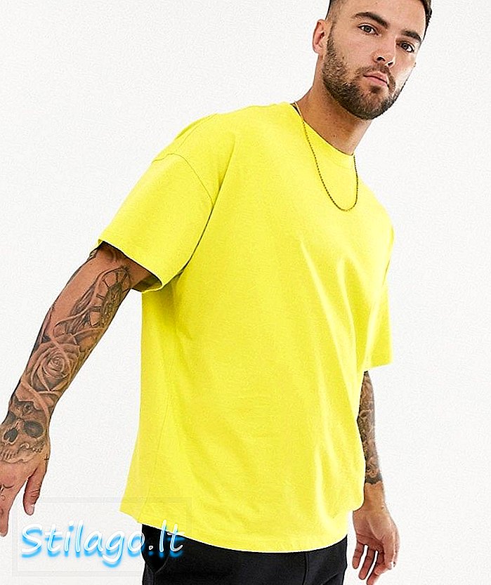 ASOS DESIGN μπλουζάκι με μεγάλο μέγεθος και λαιμόκοψη σε κίτρινο-πράσινο
