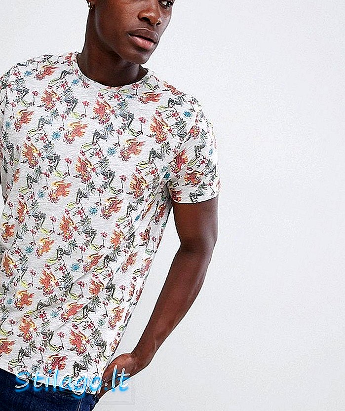 Tricou-cremă cu imprimeu floral Brave Soul