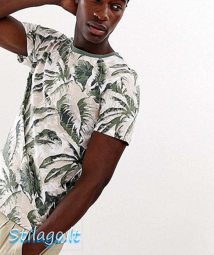 Valt Homme bladtryckt t-shirt i grön-marinblå
