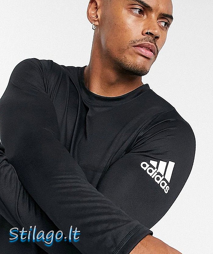 adidas Training krekls ar garām piedurknēm ar logotipu melnā krāsā