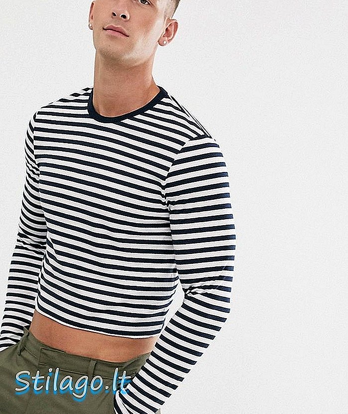 ASOS THIẾT KẾ áo thun sọc dài tay-Navy