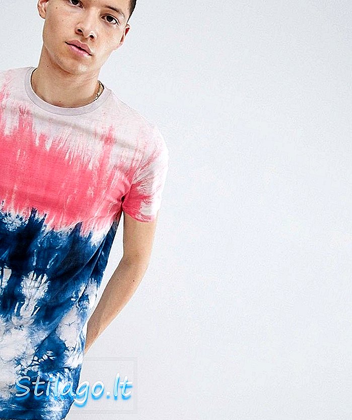 T-shirt garis panjang ASOS DESIGN dengan tiga panel dip dye wash-Multi