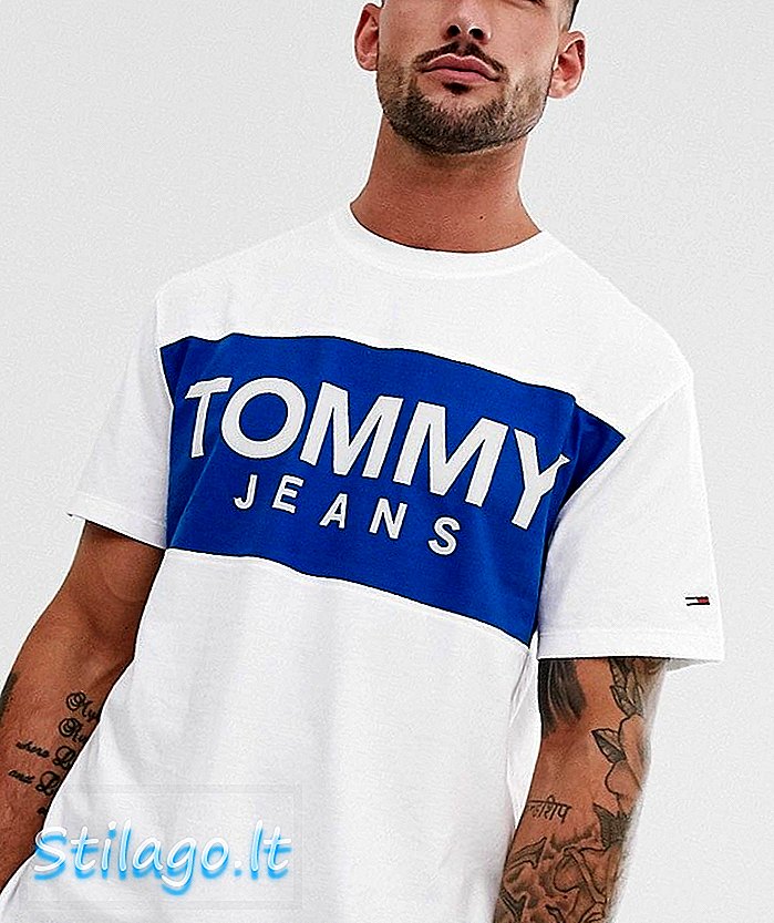 „Tommy Jeans“ paryškinti marškinėliai - balti
