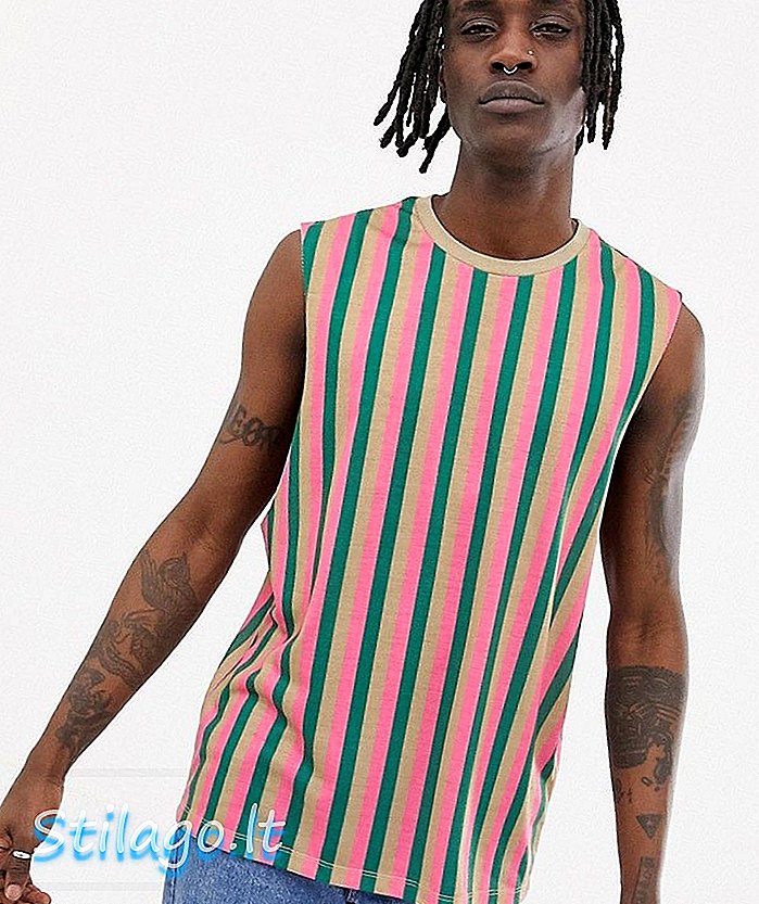 ASOS DESIGN ermeløs t-skjorte med vertikal stripe-Multi