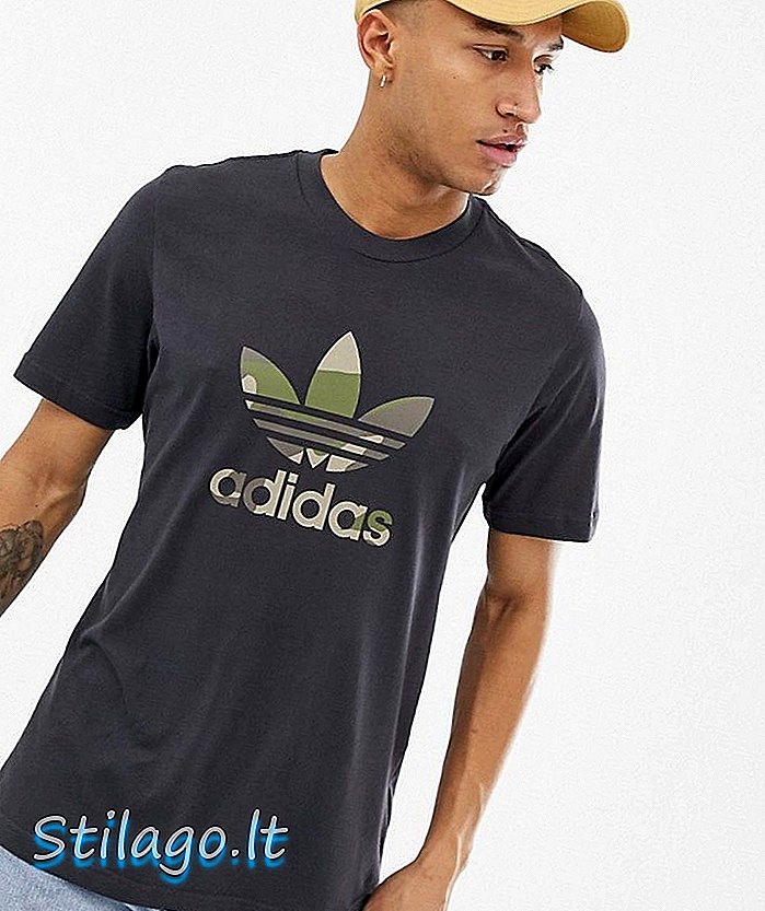 Tricou umplut adidas Originals Camo Trefoil În negru