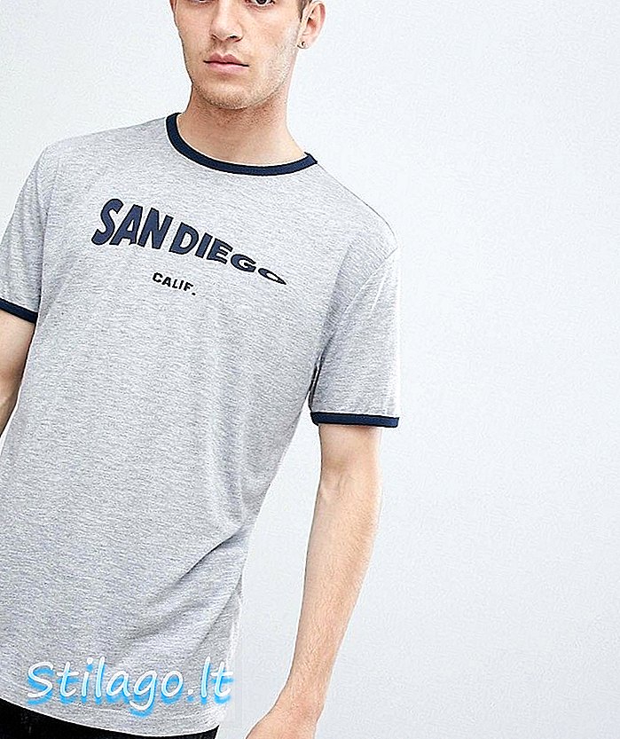 Camiseta relajada de ASOS DESIGN con estampado de la ciudad de San Diego y gris ringer