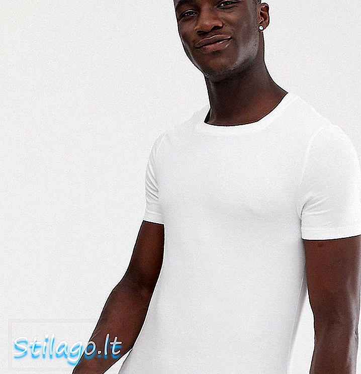 ASOS DESIGN Høj organisk muskel fit t-shirt med firkantet hals i hvid