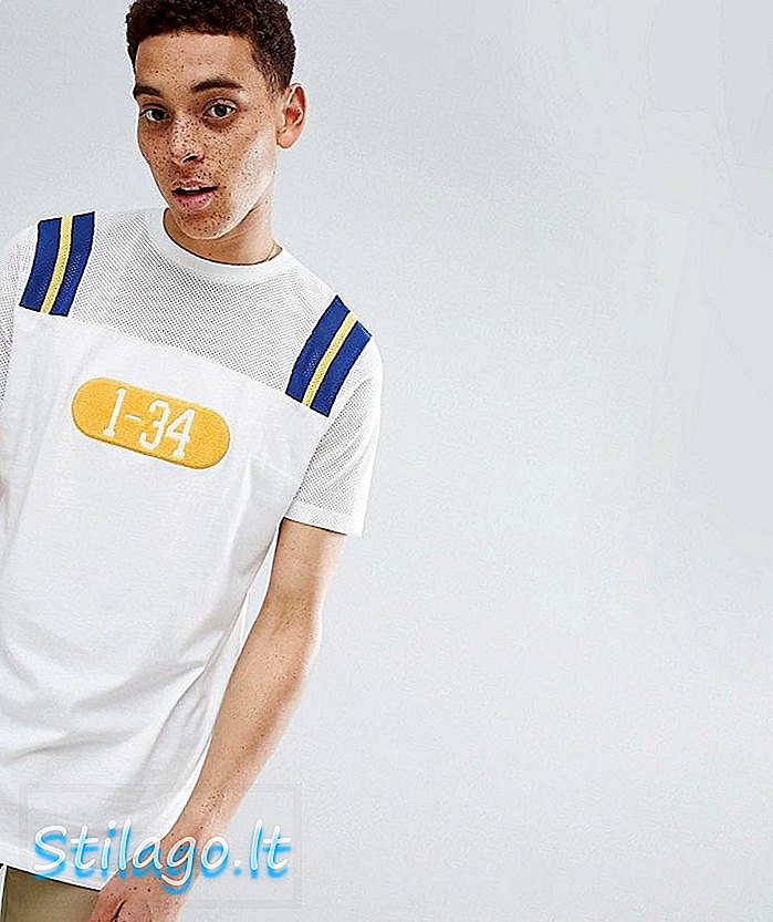 ASOS Longline T-Shirt Com Painéis De Malha E Toalha Número Branco