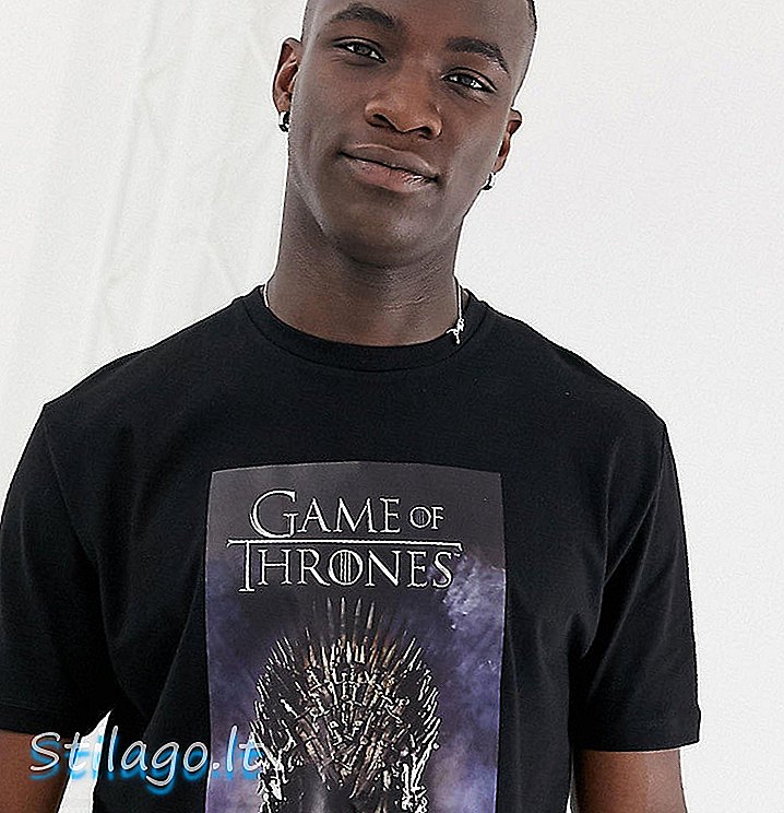 ASOS DESIGN Tall Game of Thrones atviegloti piemērots t-krekls-melns