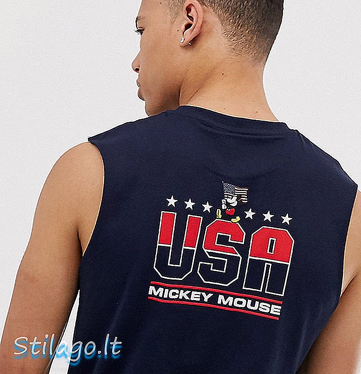 ASOS DESIGN Tall Mickey ermeløs t-skjorte med bryst og baktrykk-Navy