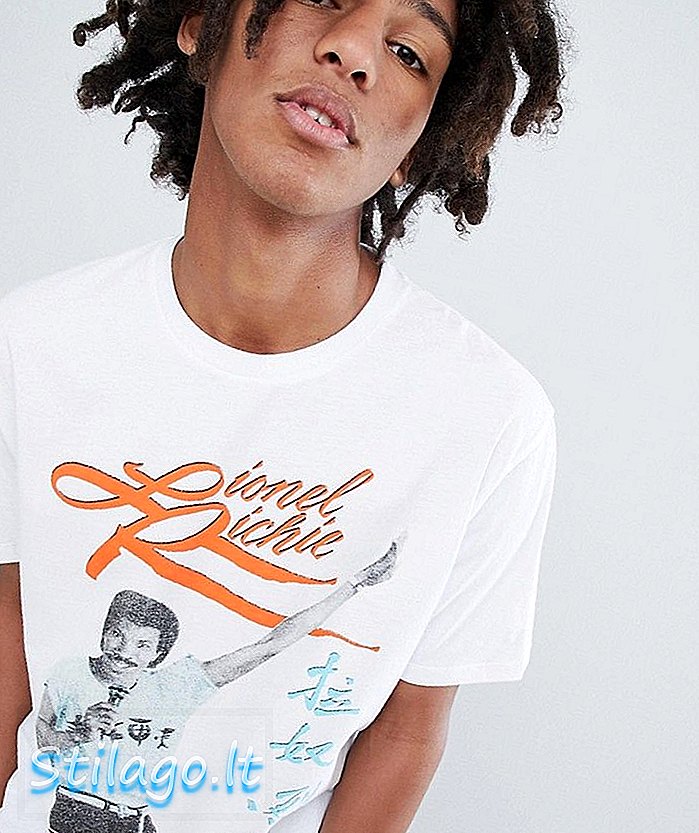 ASOS DESIGN Lionel Richie μπλουζάκι με χαλαρή εικόνα-Λευκό