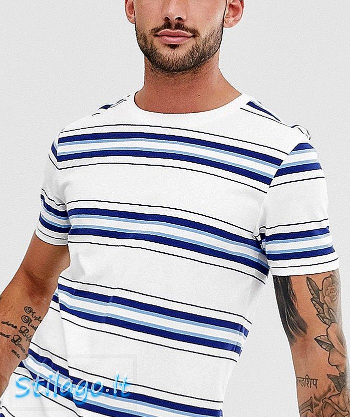 Jack & Jones Premium stripe t-skjorte i hvitt