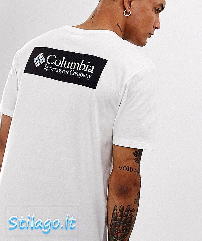 חולצת טריקו עם הדפס אחורי בקולומביה בצבע לבן