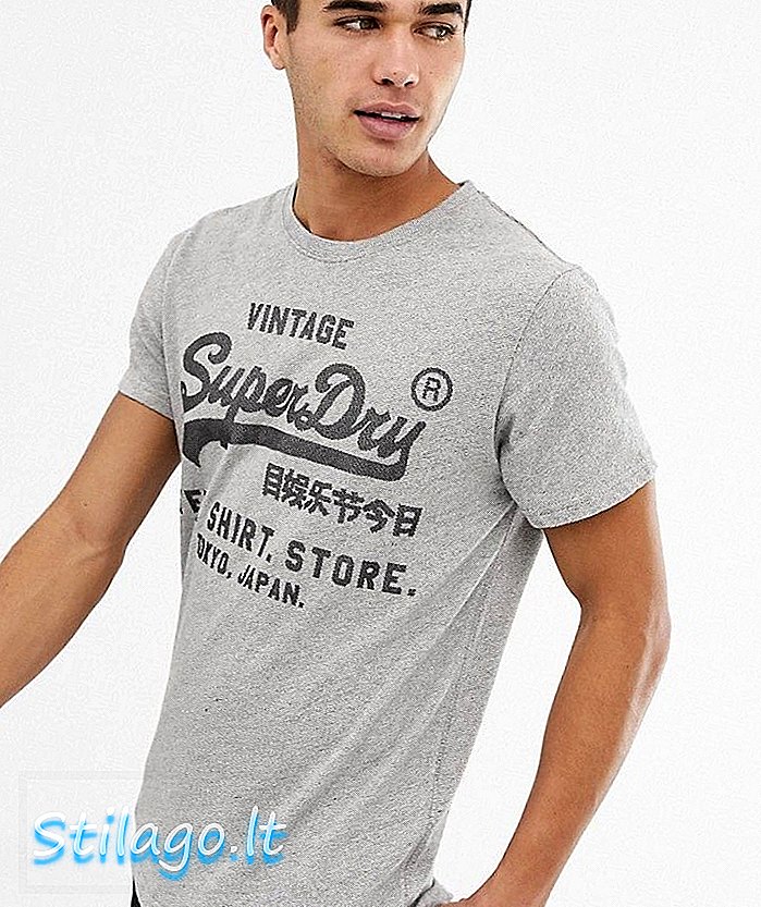 Superdry camiseta con logo vintage en gris