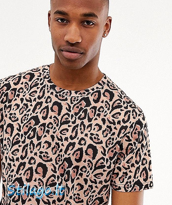 T-shirt Urban Threads in stampa leopardo-Marrone