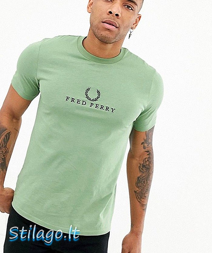 Tricou cu logo brodat Fred Perry în verde