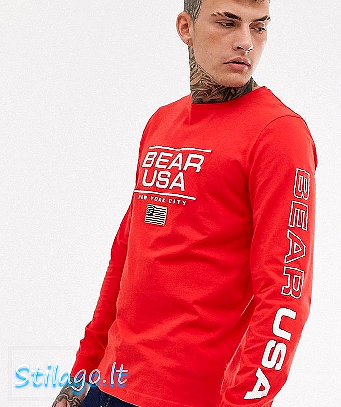 Bear USA logo langærmet top-rød