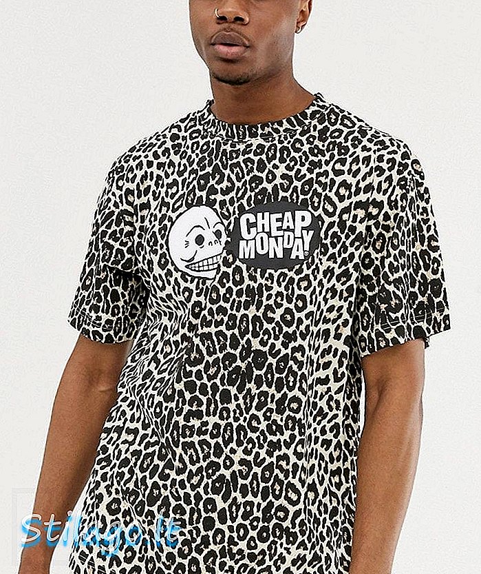 T-shirt stampata leopardo lunedì a buon mercato-Beige