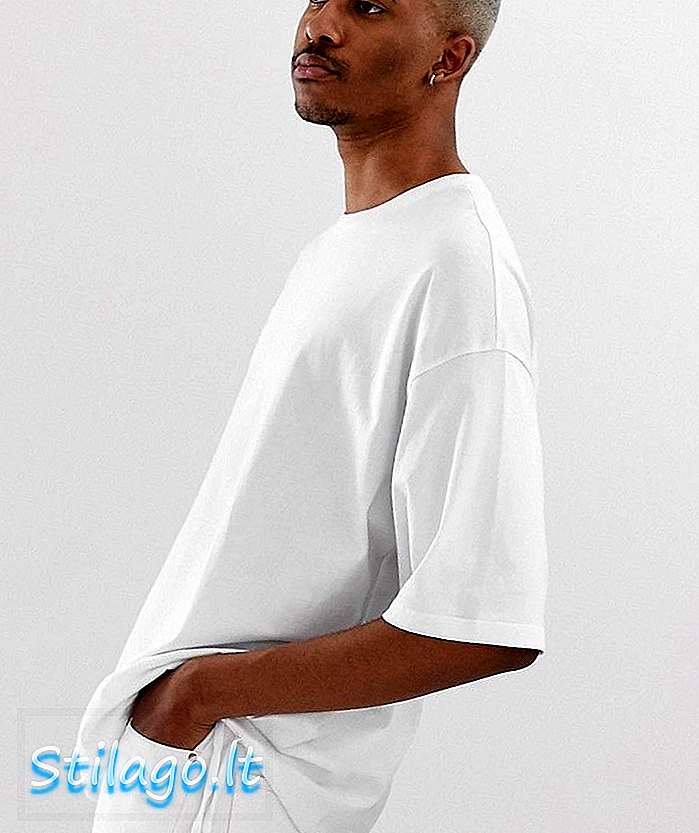 ASOS ڈیزائن سفید میں ڈراسٹرینگ ہیم کے ساتھ ٹی شرٹ بڑا کردیا