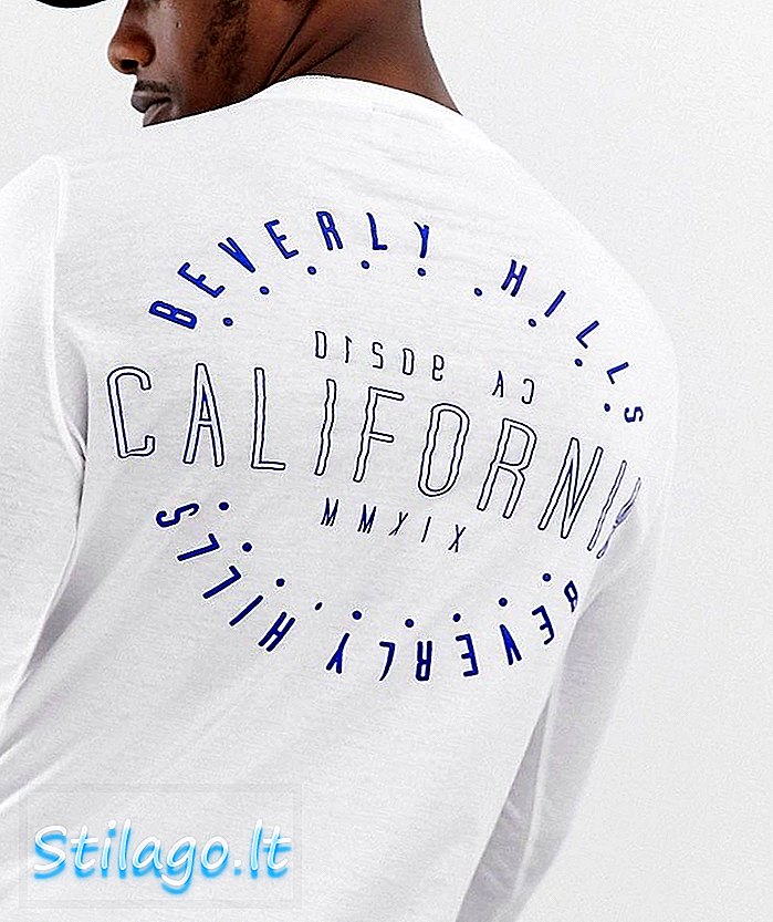 ASOS DESIGN - T-shirt a maniche lunghe in cotone organico con grande testo bianco-città