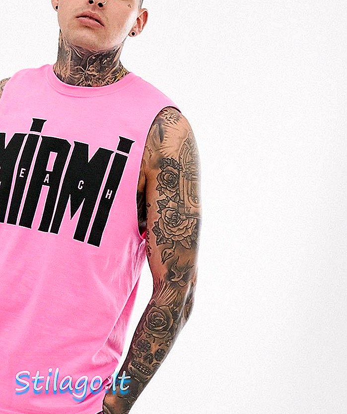 boohooMAN tank top dengan Miami print pink