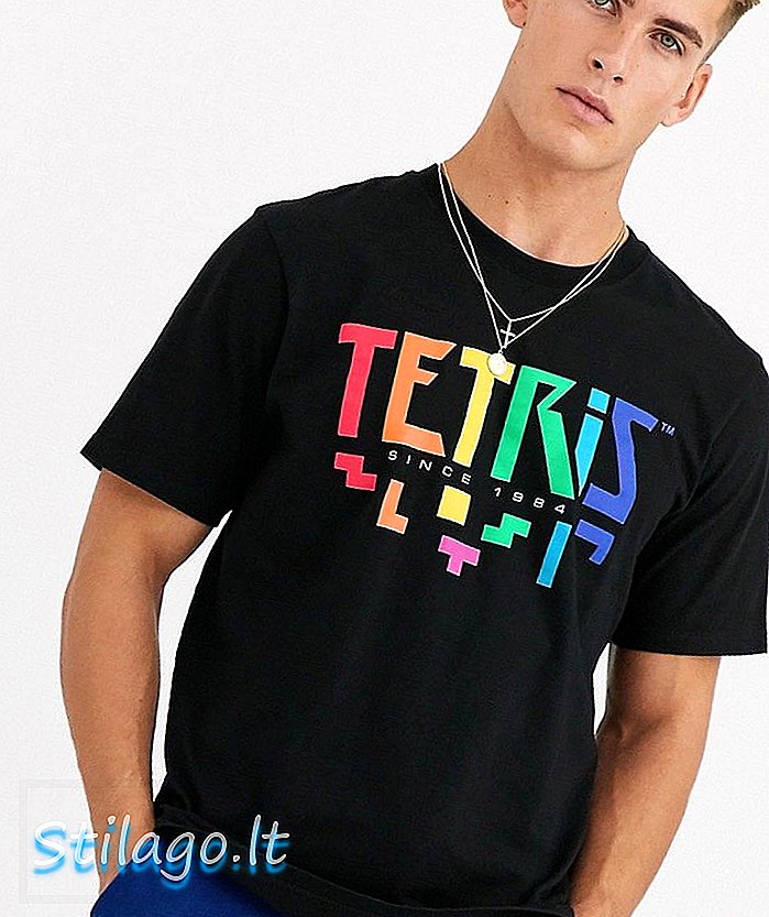 Majica "Pull & Bear" Tetris u crnoj boji