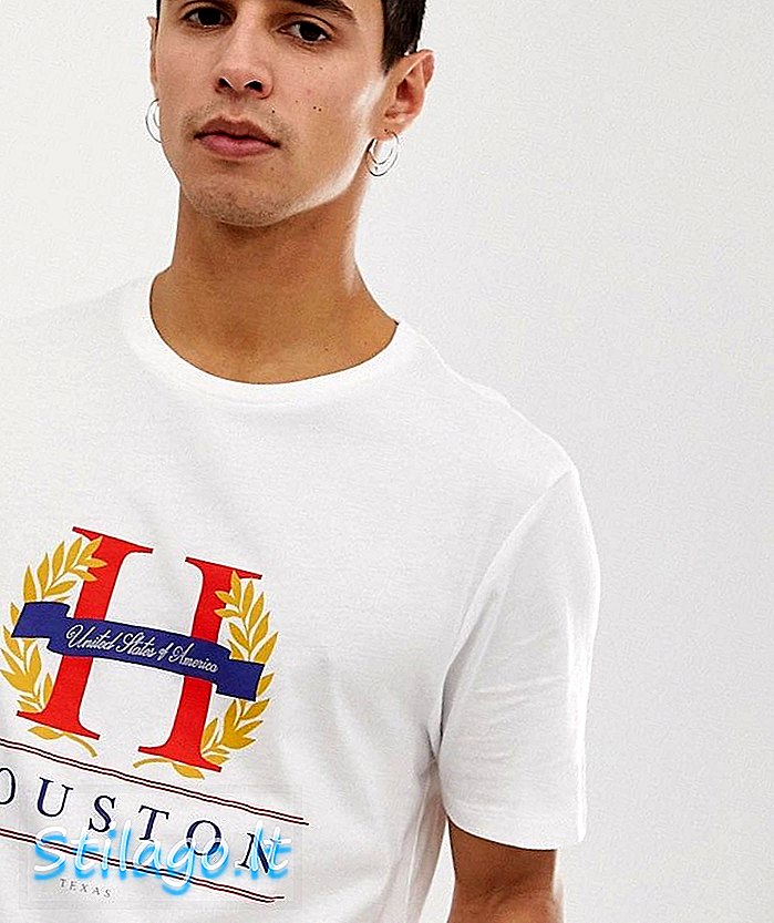 חולצת טריקו עם מראה חדש עם הדפס של יוסטון בצבע לבן