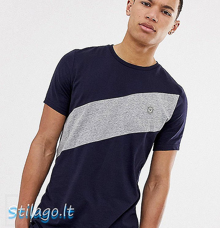 Tričko Le Breve TALL Diagonal Panel T-Shirt-Navy