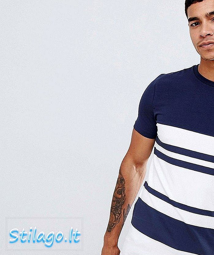 ASOS DESIGN muskeltilpasset t-shirt med tyk stripe-Navy