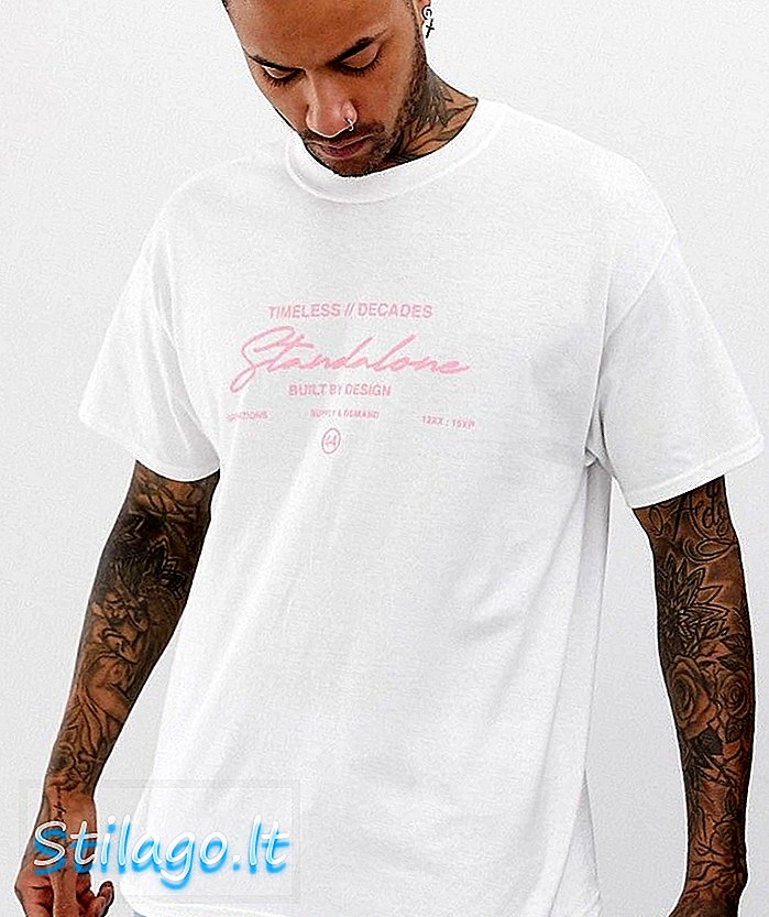 μπλουζάκι boohooMAN με αυτόνομη εκτύπωση σε λευκό