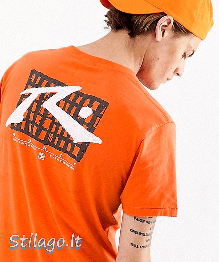 Rusten grafisk t-skjorte i oransje-svart