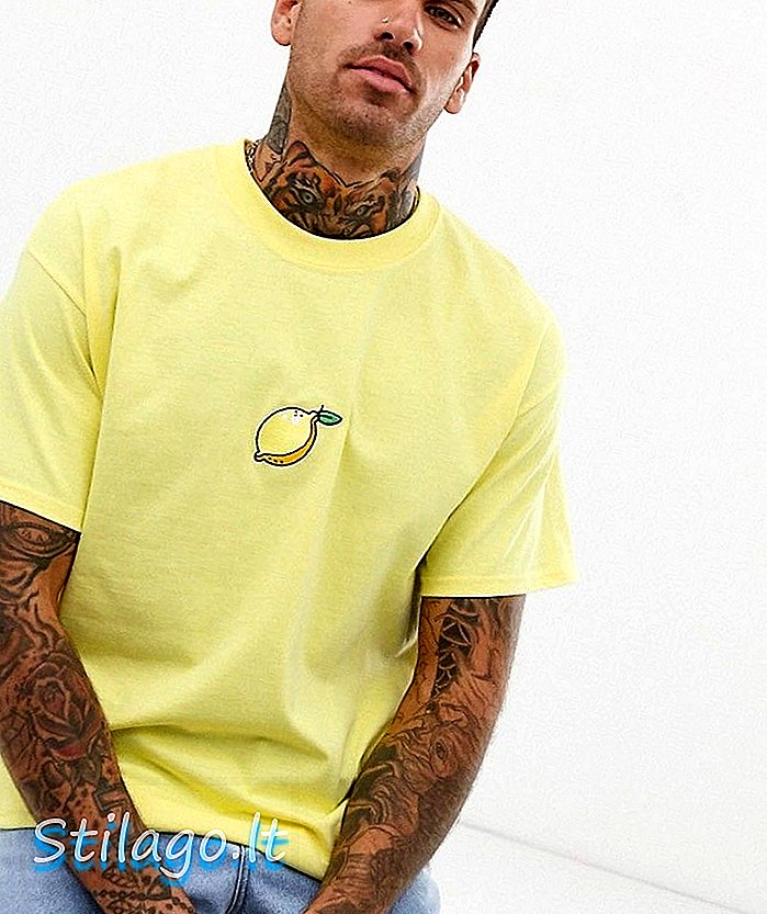 Nowa haftowana koszulka Love Club w cytrynowym kolorze oversize-Yellow