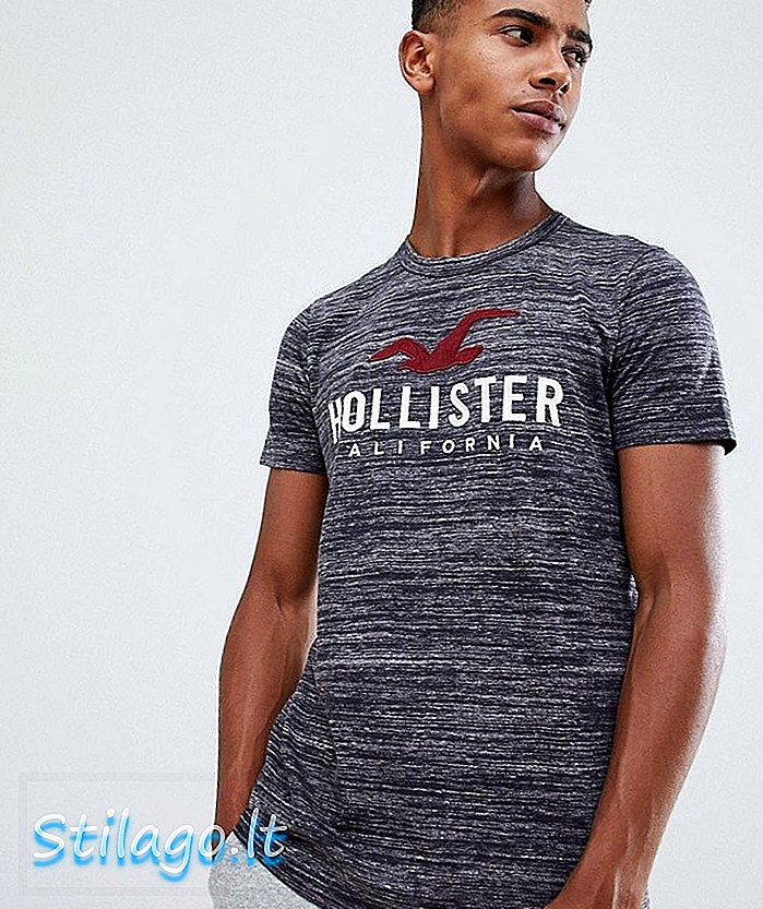Hollister muscle fit t-shirt tech logo em preto marl