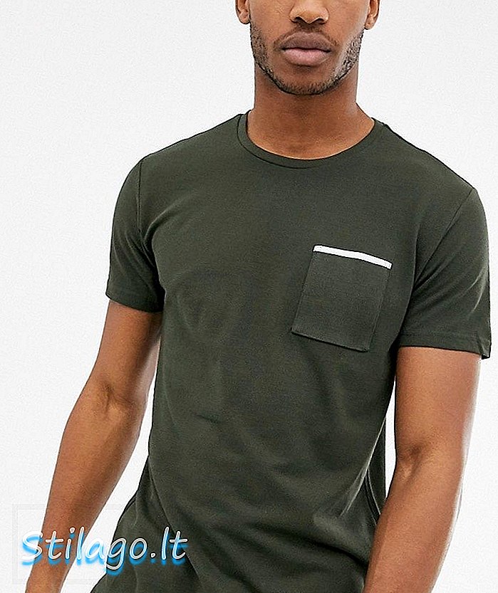 Camiseta Celio en piqué con bolsillo con punta en verde caqui