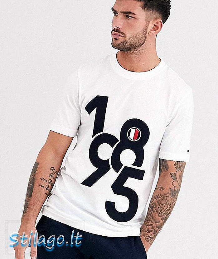 T-shirt numeryczny Tommy Hilfiger-biały