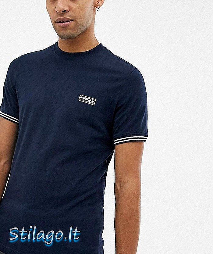 Barbour International t-shirt med tipp ärm i marinblå