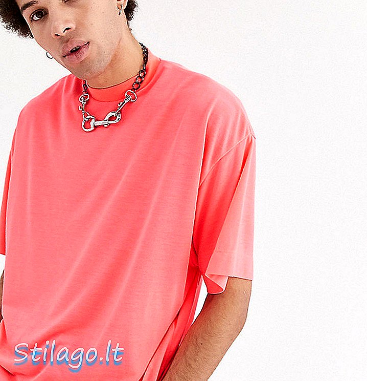 „COLLUSION“ neoninės rožinės spalvos dideli marškinėliai