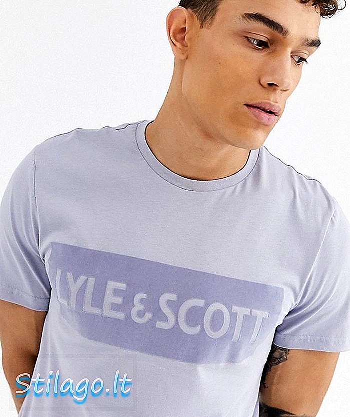 T-shirt con logo floccato Lyle & Scott-Blu