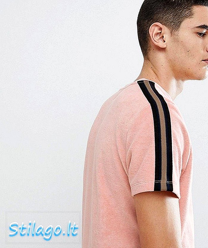 گلابی رنگ میں کندھے کی ٹیپنگ کے ساتھ تولیہ میں ASOS ڈیزائن ٹی شرٹ