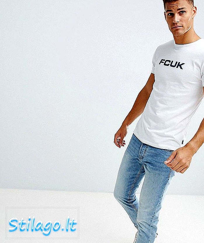 Majica s francoskim priključkom Fcuk Logo-bela