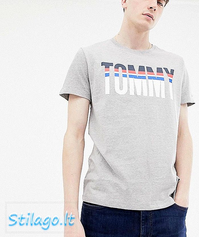 टॉमी हिलफिगर ग्राफिक टी-शर्ट-ग्रे
