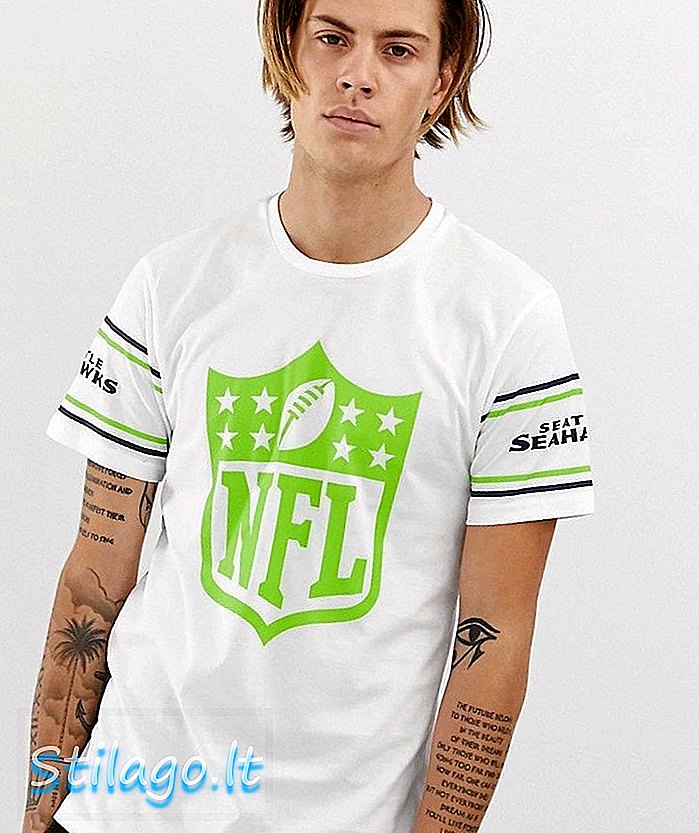 T-shirt Era NFL Seattle Seahawks baru dengan logo lencana berwarna putih