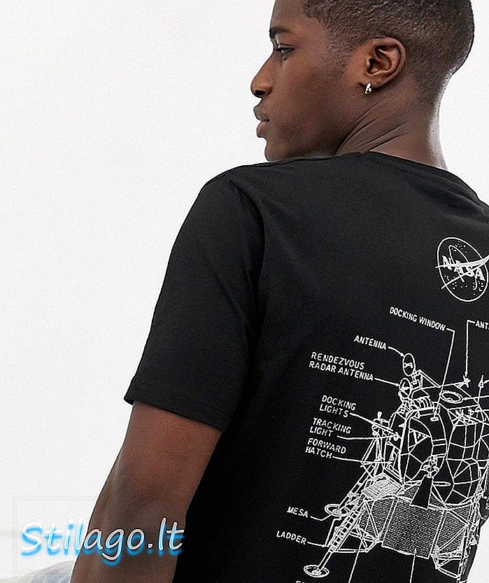 ASOS DESIGN Tricou relaxat NASA cu imprimeu din folie spate-Negru
