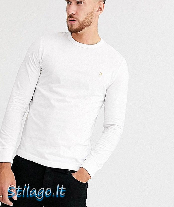 सफेद में फराह वर्थ लंबी आस्तीन वाली टी-शर्ट