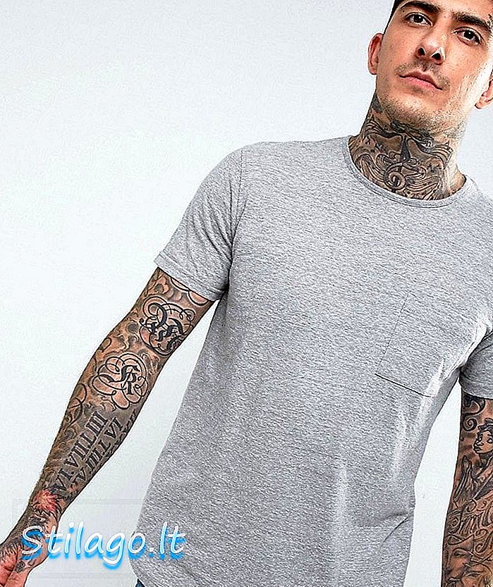 Another Influence Nep Marl Pocket Longline T-Shirt-Grey