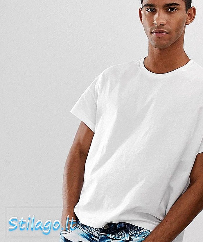 ASOS DESIGN t-shirt kotak besar dengan lengan cap berwarna putih