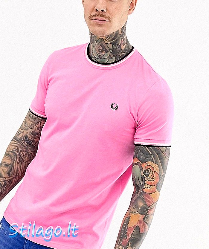 Fred Perry tričko s dvojitým koncom v ružovej farbe