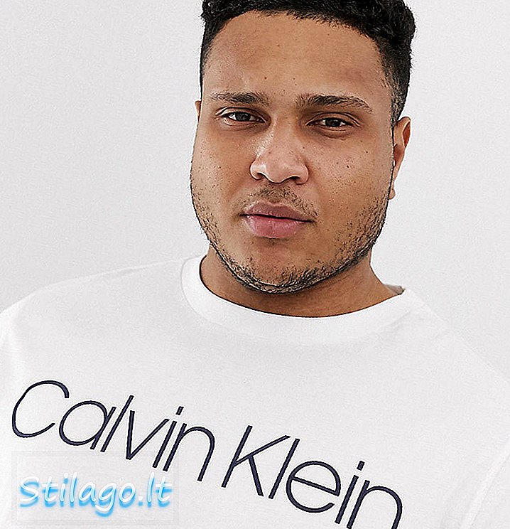 T-shirt bianca girocollo con logo Calvin Klein